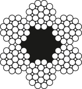 Канат д.14.5мм, 6x25F-FC (1-6-6F-12), м.гр. 1770, без покриття U, ліве хрестове zS (для підйомно-транспортних машин)
